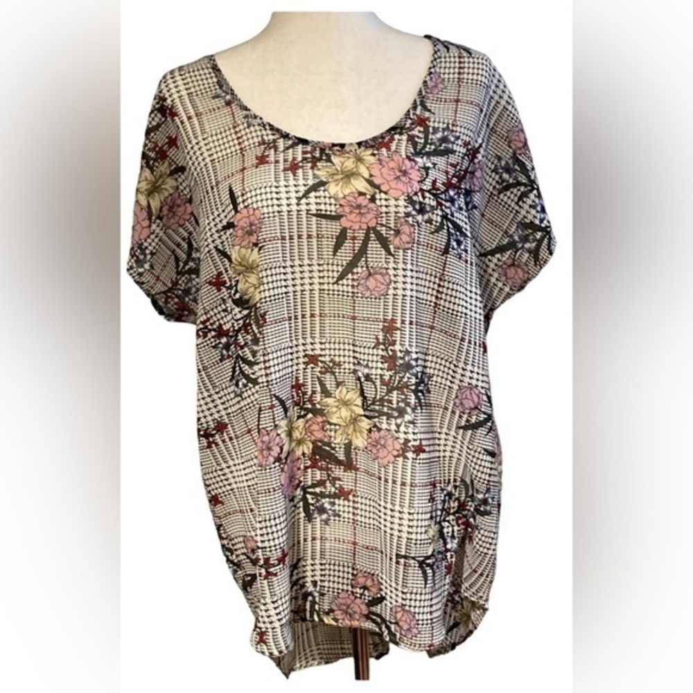 Womens 1X Live 4 Truth Floral Blouse Pullover Top Work Summer Spring Casual